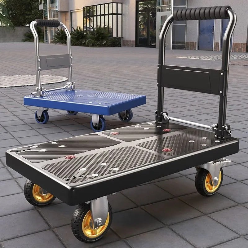 Flatbed trolley silent foldable trolley flatbed trolley transport truck for home portable brake steel pipe