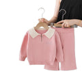 Girls' knit sweater polo shirt and pants set - new autumn  collection - casual sweater outfit for little girls