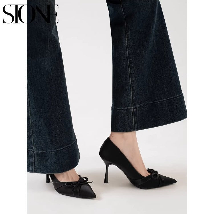 Popular women's new arrivalfrenchelegant pointed toe pumps women's stiletto heel gentle easiest for matchbows shoes tired feet outwear