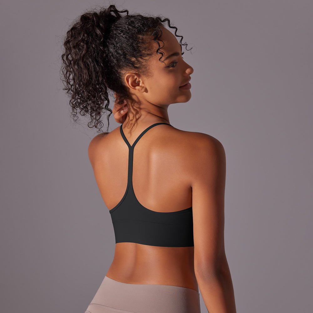 european and american double-sided brushed comfortable i-shaped back yoga wear sports intimates running fitness yoga bra for women