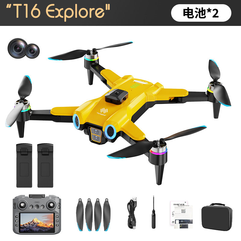 T16 drone: 5g screen control, brushless motor, optical flow hovering, extended flight time, intelligent obstacle avoidance, esc, dual camera remote control aircraft