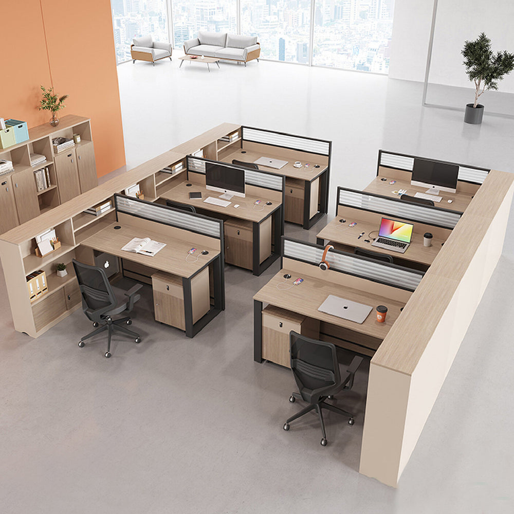 Saint li office desk - minimalist modern 2/4/6/8 seater partitioned workstation - employee desk with seating - office furniture