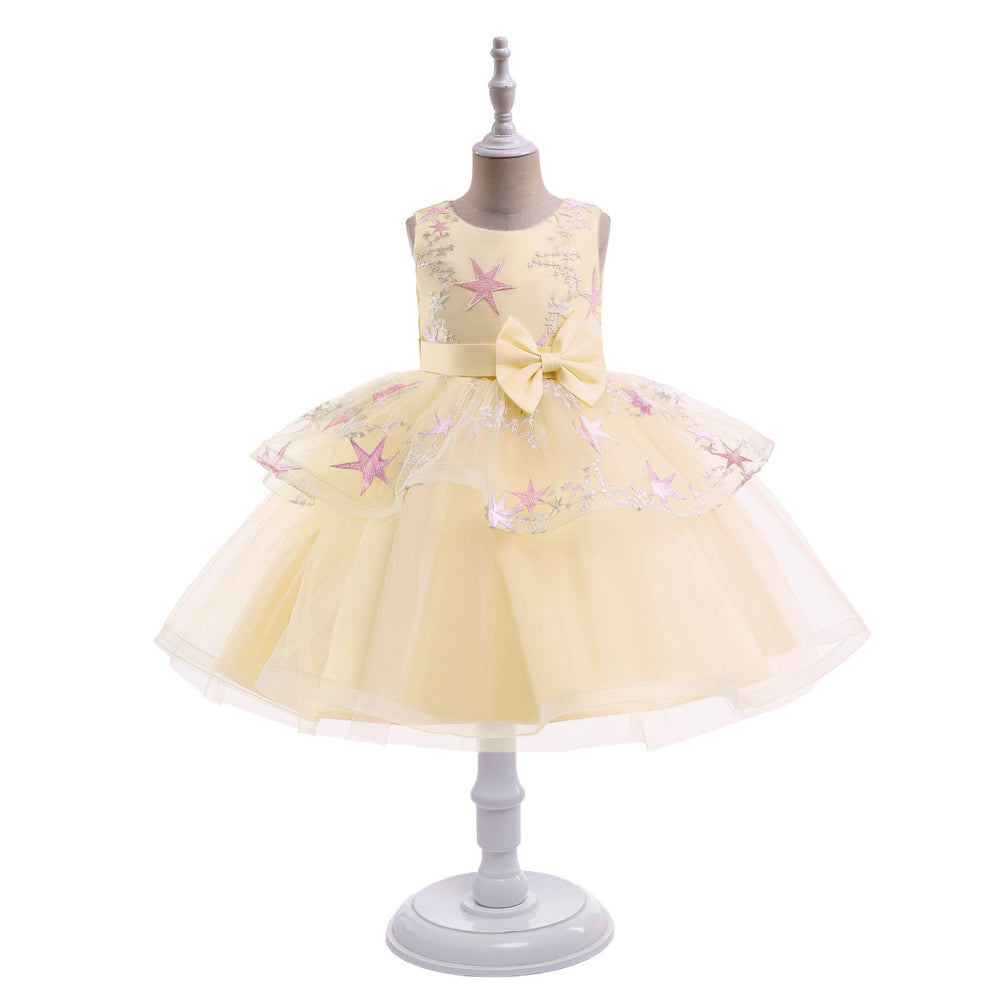 kids dress star sequin princess dress baby girl mesh piano catwalk dress baby dress