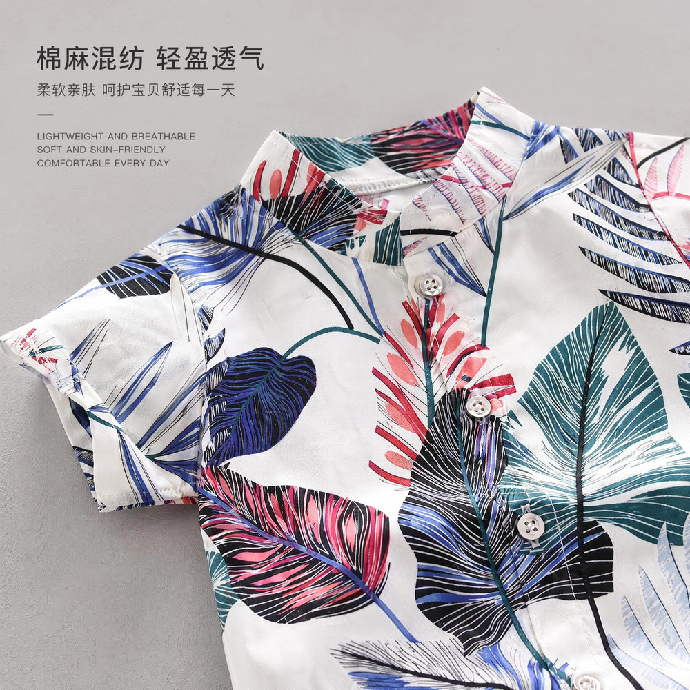 Kids' short-sleeve set: boys' printed shirt, southeast asian style shirt set, children's clothing cross-border wholesale