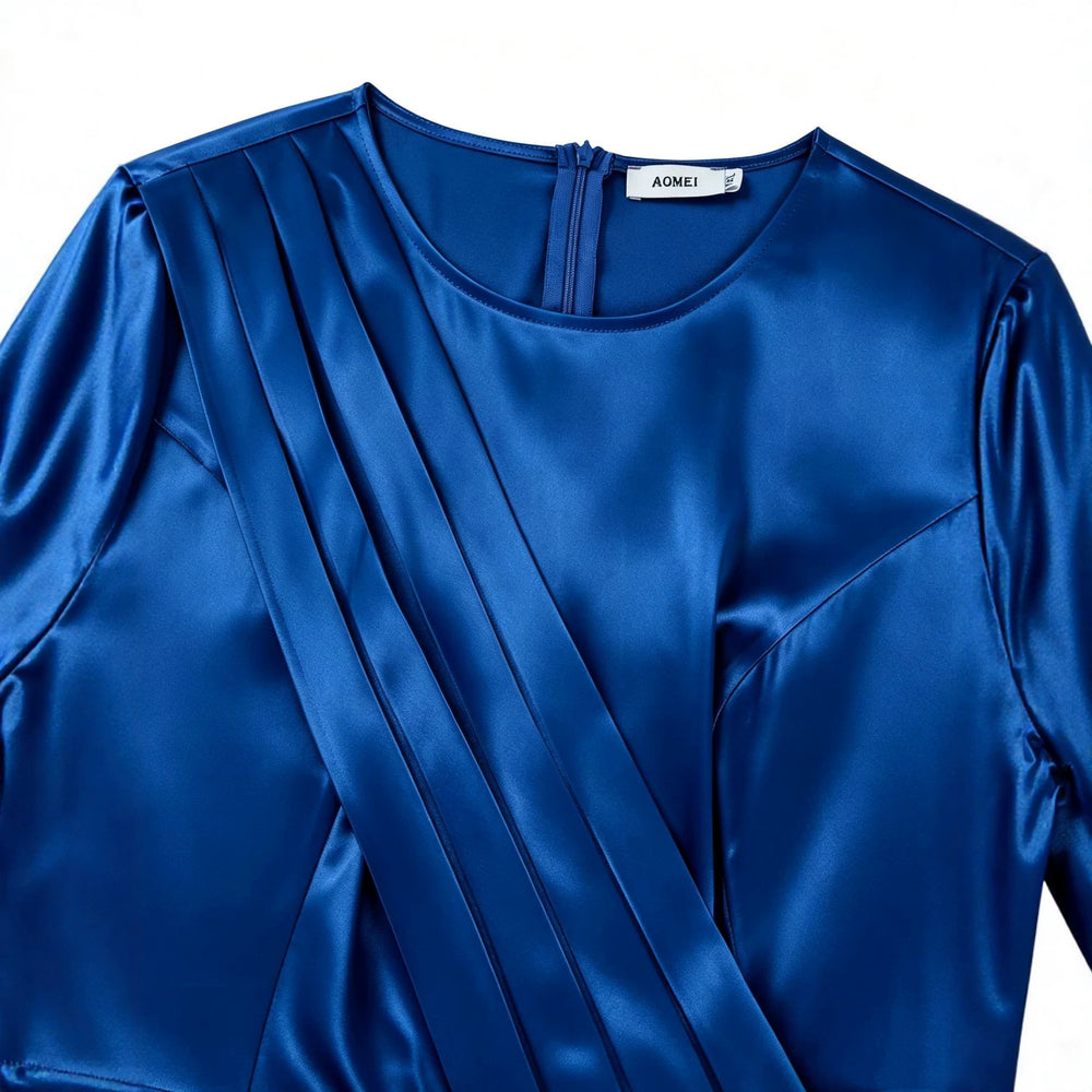 elegance round neck medium long sleeve dress beading rufflesilm hip party evening dress dress