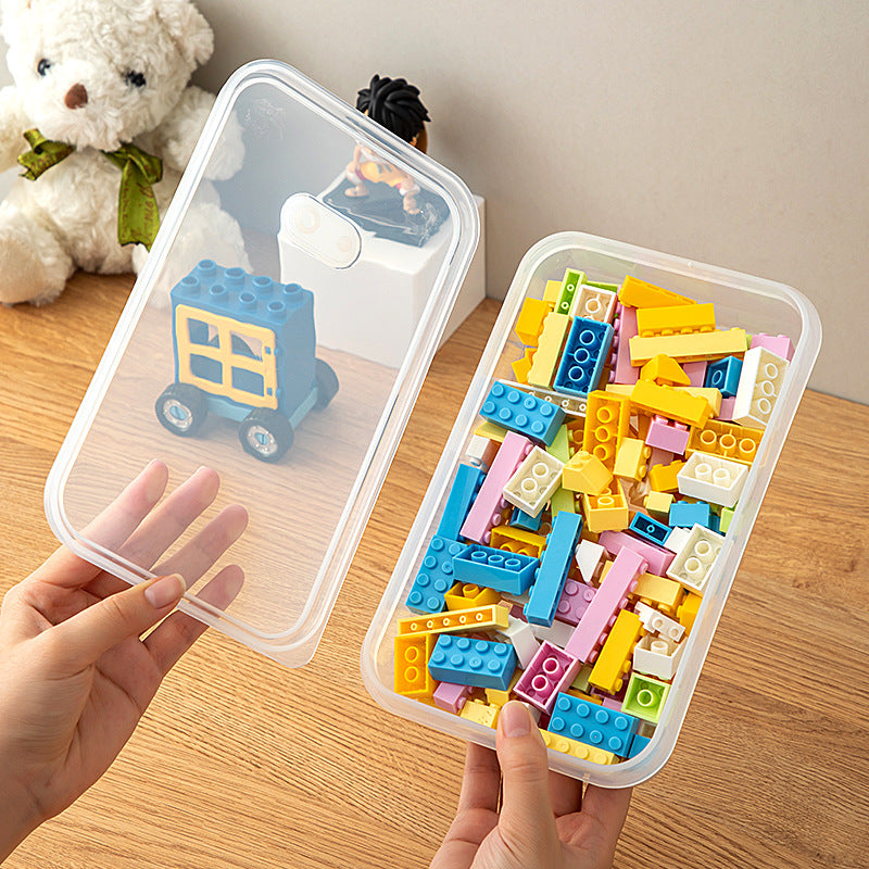 Children's toy storage box transparent with lid grid classification plastic desktop parts puzzle building block Lego storage box