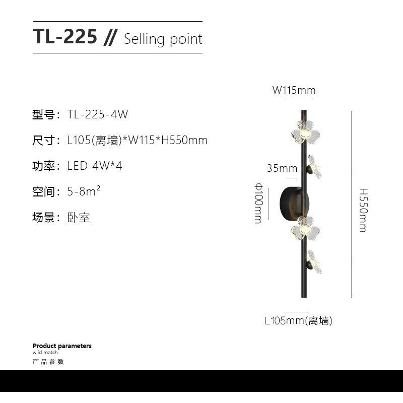 Wall lamp light luxury personality creative bedroom led bedside lamp Nordic simple modern living room TV series background wall lamp