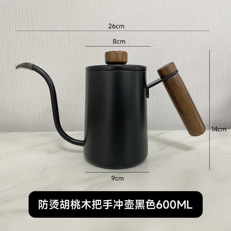 304 stainless steel hand brewing kettle walnut handle thin spout coffee pot outdoor hand brewed coffee utensils hanging ear drip kettle