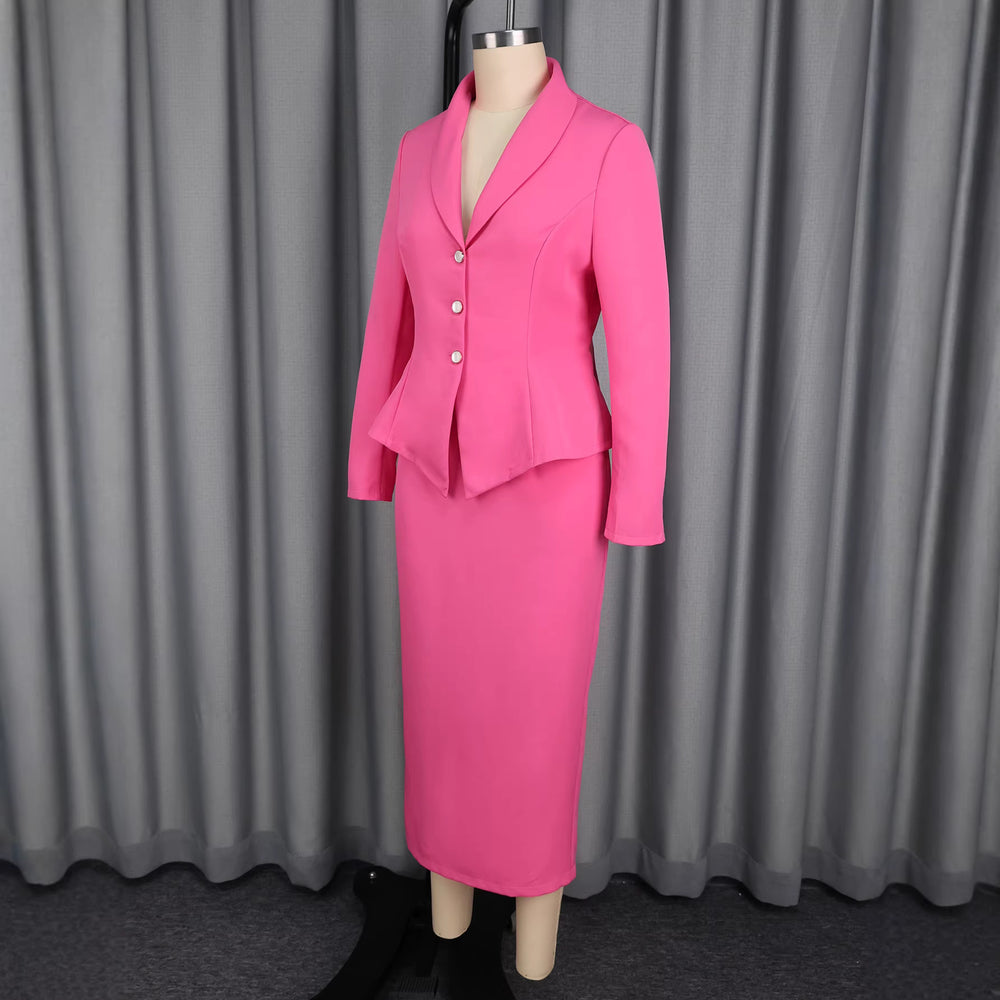 Fashionelegance suit suit deep v lapel slim tops matching hip cover skirt two-piece set