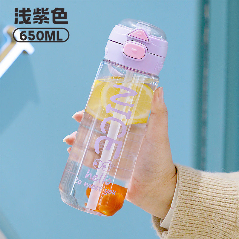 Summer new arrival: large capacity sports water bottle - high temperature resistant, dual-drink spout, drop-proof, portable fitness bottle, stylish plastic cup