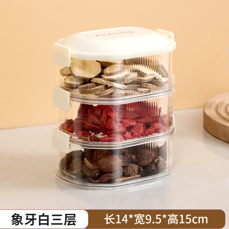 Kitchen spice organizer, stackable food storage containers for scallions, ginger, and garlic, food-grade spice dispenser