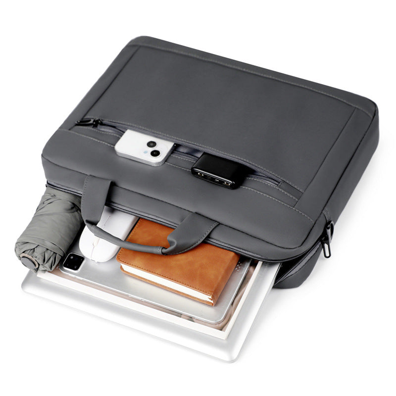 Business laptop bag men's portable shoulder bag trendy leather film notebook briefcase 15.6 inch business bag