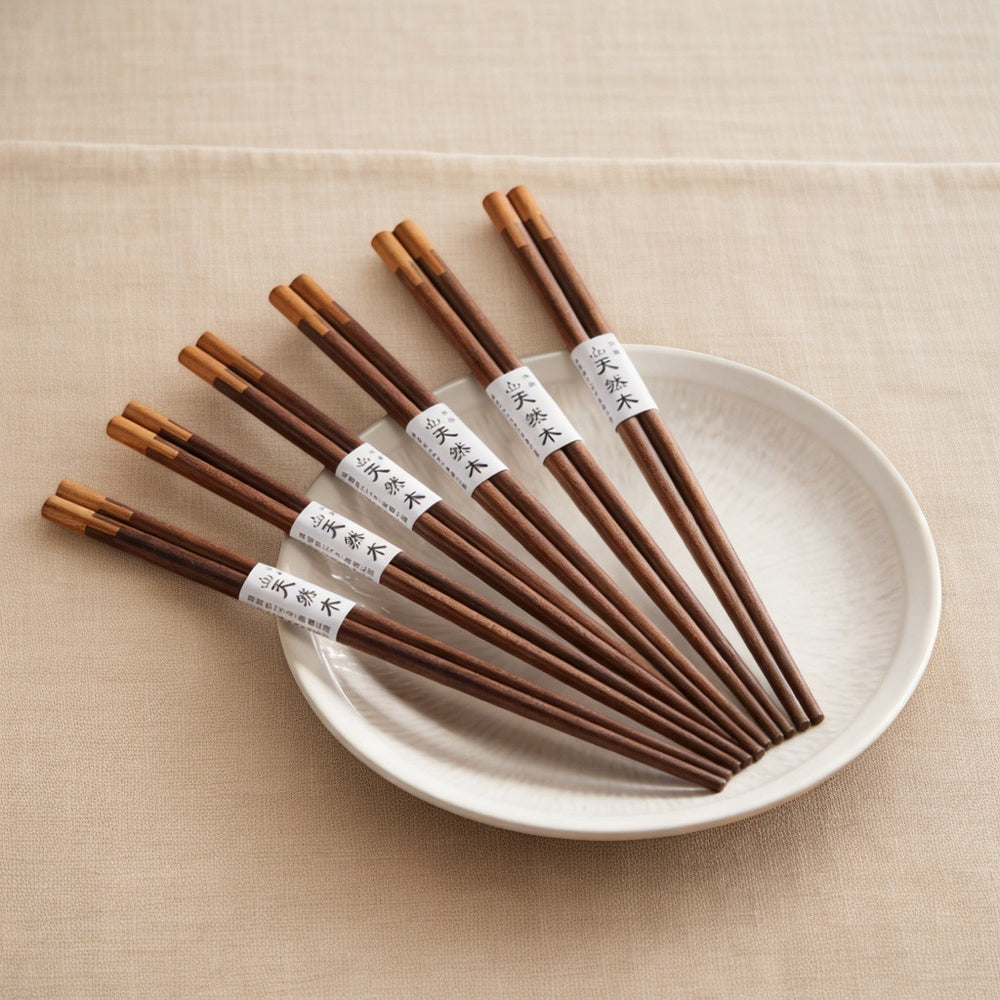 [10 pairs] black walnut wood chopsticks, high-end wooden chopsticks for home use, solid wood spliced chopsticks for gifting, one chopstick per person