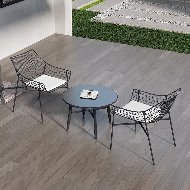 Outdoor table and chair set - rustic iron patio furniture for balconies, commercial use, open-air tea and beverage shops, and casual seating