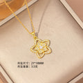 X8361 - gold - pentagram necklace [titanium steel chain, copper inlaid zircon pendant]