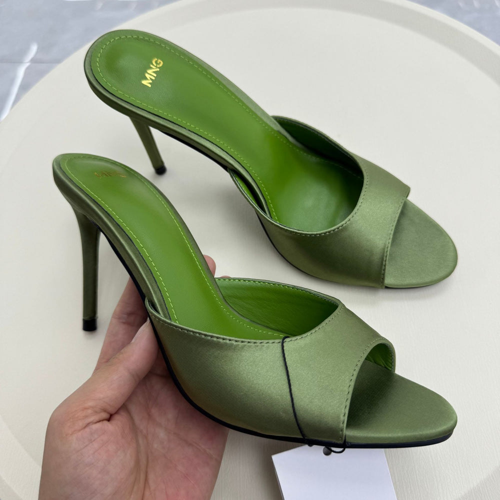 Spanish export 2026 summer new women's sandals pointed toe open toe mules backless high heel stiletto heels