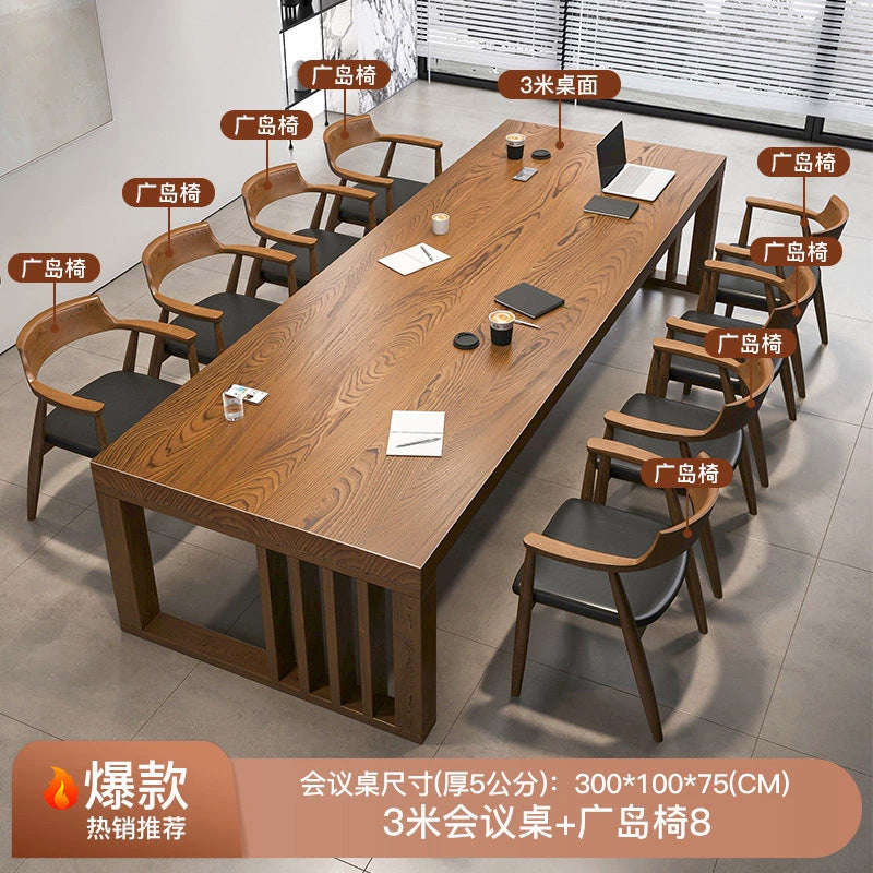 Solid wood large conference table bench table casual office desk large long desk log workbench large board table study table