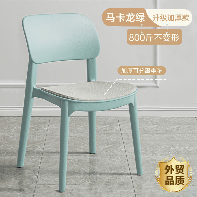 Thickened plastic dining chair modern casual backrest stool for home scandinavian dining table chair long sitting comfortable backrest small chair