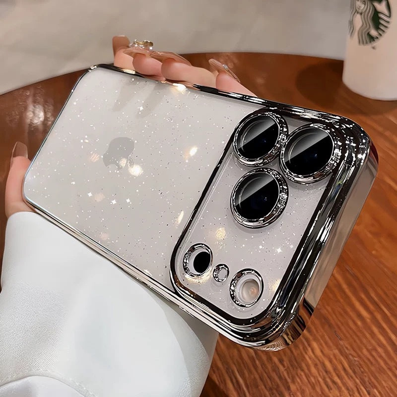 Electroplated pc starry sky glitter suitable for iphone17promax mobile phone case apple 16/15 lens film protective cover