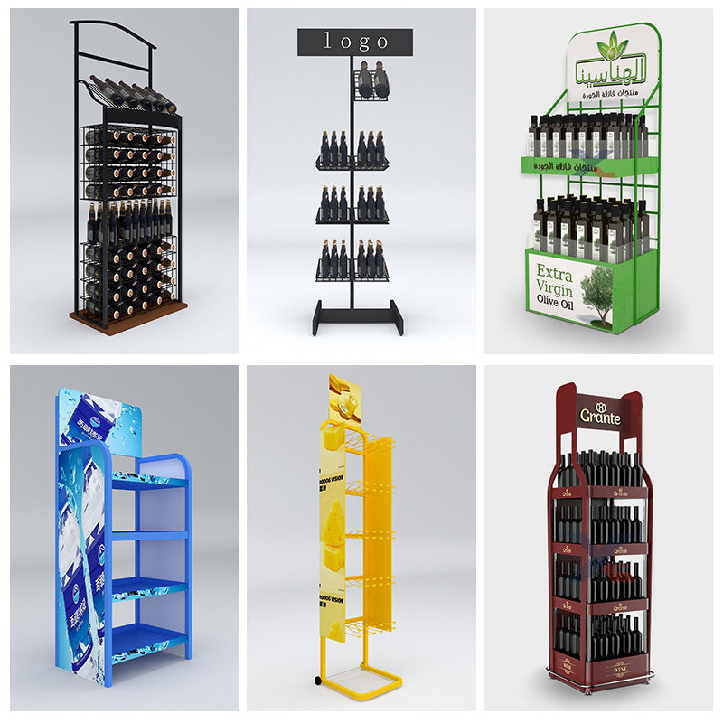 Customized Beverage Shelves Wrought Iron Metal Display Racks Supermarket Convenience Store Food Toys Multi-layer Shelves