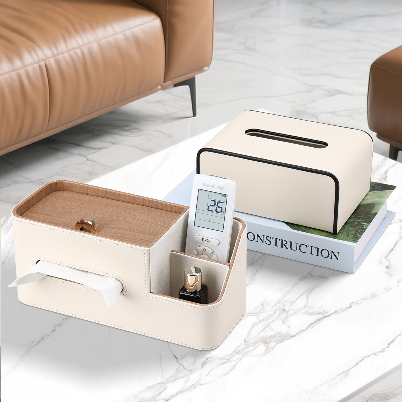 Household carton creative mobile phone holder remote control desktop storage box living room coffee table light luxury high-end tissue box