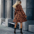 fashion women's clothing   autumn fashion v necklong sleeves leaf mid-waist large swing dress