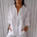 2024 european and american amazon spring collection: european and american cotton linen tie-back design shirt - fashionable long sleeve, light luxury