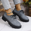 Plus size chunky sole loafers for women - new spring/autumn collection, chunky heel, lace-up, fashionable, versatile, comfortable, british style leather shoes