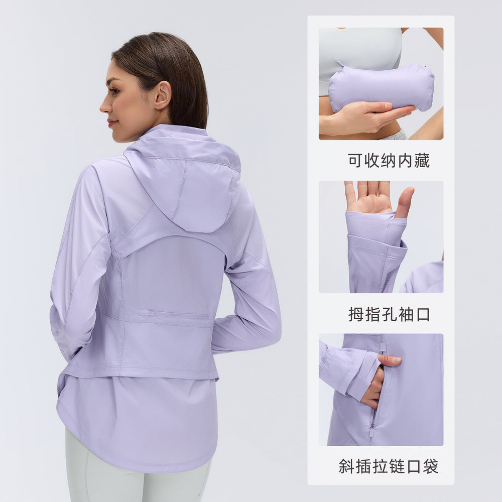 Women's summer lightweight sun protection clothing - uv resistant, quick-drying, breathable, packable hooded sun shirt d26016