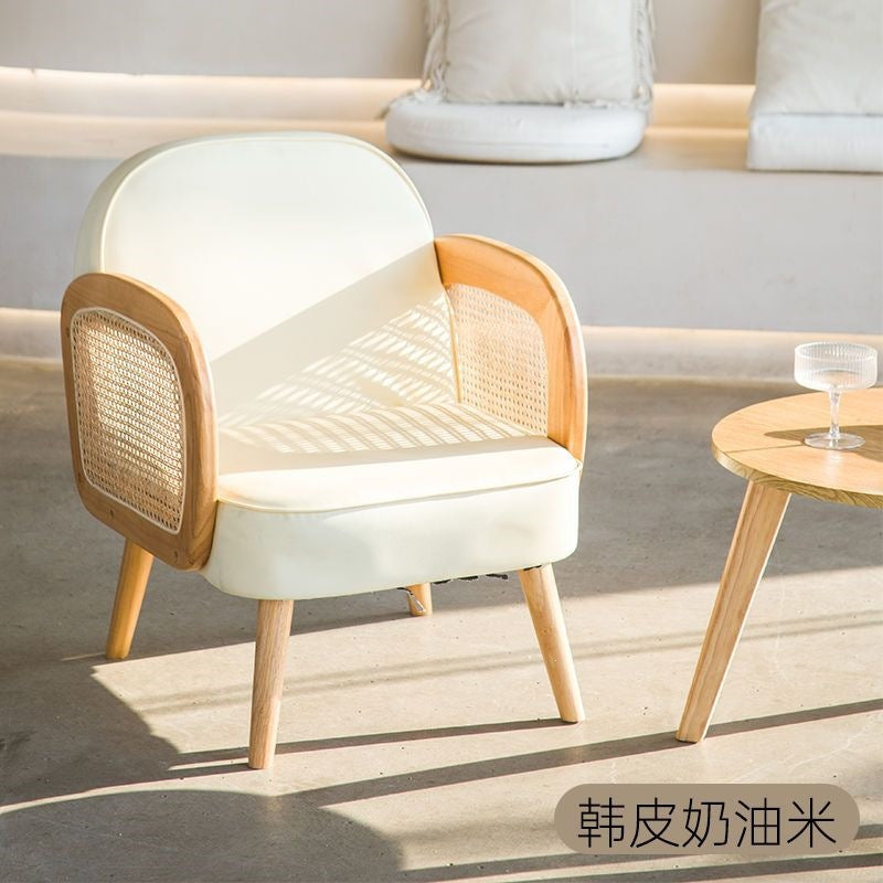 Solid wood single sofa and coffee table set - modern minimalist design for small living rooms, b&bs, hotels, and rental properties - featuring tech fabric upholstery