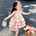 Pink bow tutu dress - girls' summer outfit  - super cute, minimalist, fairy-tale baby sundress