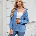 European and american cross-border foreign trade spring and summer women's clothing  independent station washed adjustable sleeve denim shirt loosetops