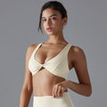 New arrivalpure color double-sided nylon sexy low-cut back sports intimates tight high elastic fitness yoga wear bra for women