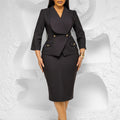 D604  cross-border foreign trade women's clothing new arrivalfashionelegant large lapel three-quarter sleeves african dress