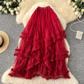 Ethereal midi skirt -  early spring new arrival: soft & elegant, slimming, heart-shaped mesh, asymmetrical flared skirt