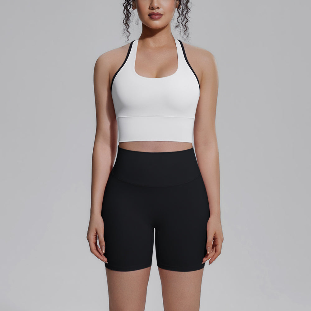 Naked-feel compression sports bra with padded cups, yoga bra set, quick-dry butt-lifting outdoor running fitness set for women