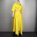 Lapel shortshirtsuit skirt, navel-baring topsasymmetrical pleated skirt, elegant party two-piece set
