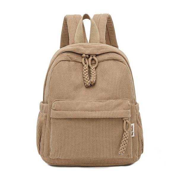 Winter corduroy small backpack female 2025 new student casual velvet backpack ins Mori small backpack