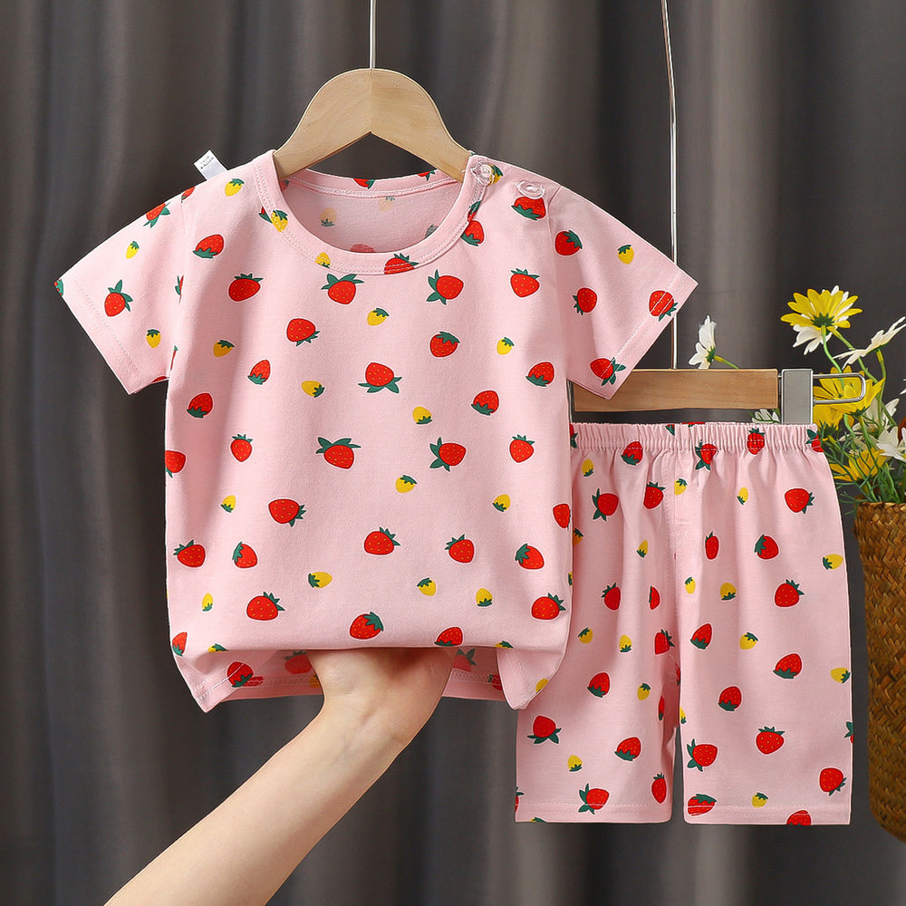 Summer children's clothing set: pure cotton t-shirt & underwear for boys and girls, baby & infant short-sleeve tee and shorts - dropshipping available