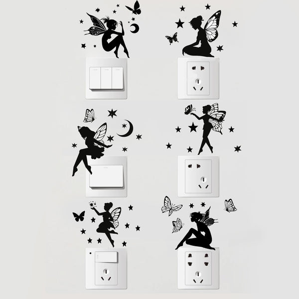 Butterfly fairy star switch sticker   decorative wall sticker bedroom switch socket sticker self-adhesive sticker