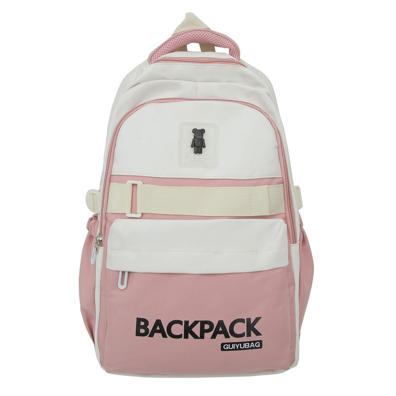 New junior high school schoolbag, college student strong wear-resistant simple backpack, fashion trend, middle school student waterproof backpack