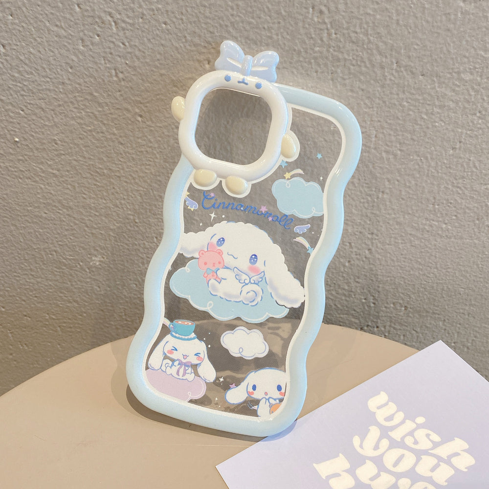 Wavy little monster case for apple iphone 16, iphone 12 pro cinnamoroll cartoon tpu glossy protective cover