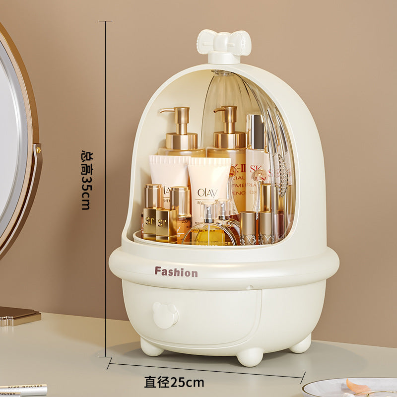 Cosmetics storage box, plastic dustproof desktop, simple and large-capacity dresser, lipstick, skin care products, finishing shelves