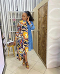 Source denim chiffon patchwork unique cutting fashionloose shirt dressfashion african plus size special price