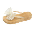 Thick sole 4cm summernew arrivaloutweareasiest for matchmesh bows heightening flip flops women's vacation beach slippers women