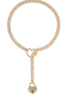 2025 amazon export new heart ring sliding chain necklace - trendy punk cuban y-chain design for women