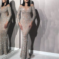 2025 spring new arrivals: european and american style women's hot stamping long sleeve slim-fit sexy maxi dress for banquets and evening events