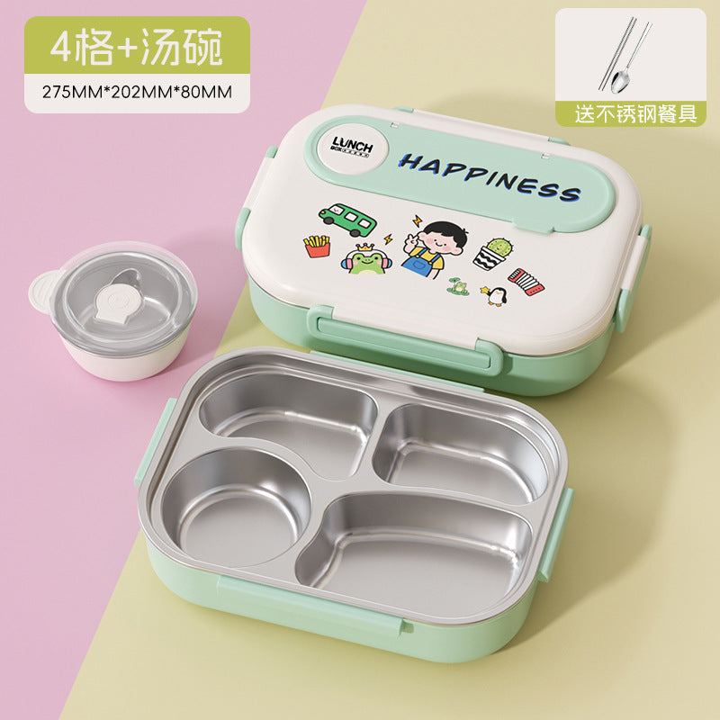 Kids' insulated lunch box - perfect for elementary and middle school students - divided compartment bento box - 304 stainless steel lunch container for boys