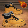 Boots men's fall and winter high-top british style workwear rhubarb boots men's fleece-lined cotton shoes thick sole outdoor waterproof leather boots