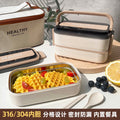 304 stainless steel insulated lunch box with plastic compartment, two-tier 316 bento box for students and office workers, microwave safe